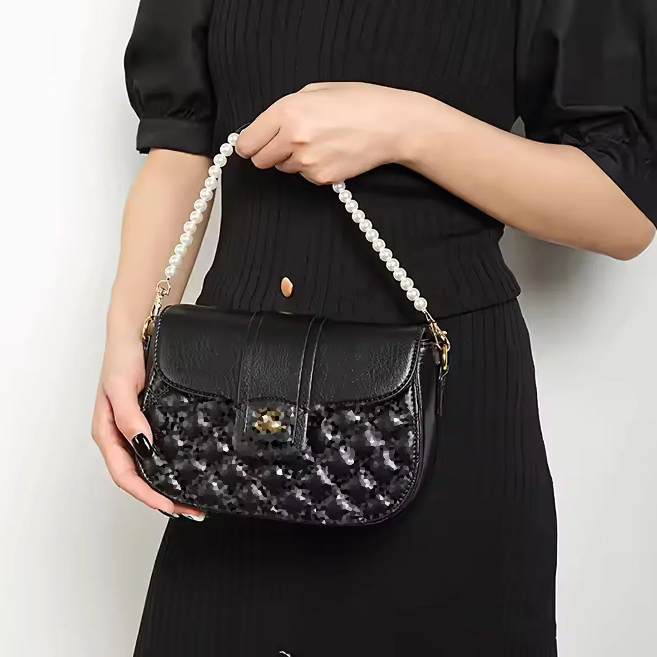 1 Pcs Pearl Purse Chain Strap Pearl Bag Chains Decorations White,12mm Imitation Pearl Bead Bag Chain Short Strap