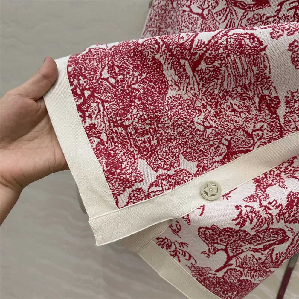 Women's Clothing 2025 Early Autumn New Style Temperament Jungle Jacquard Knitted Cardigan Top+French Elegant Half Skirt Two-Piec