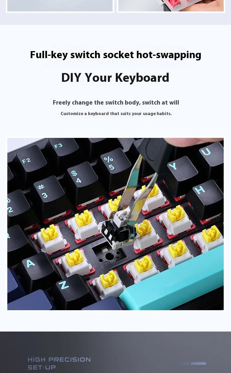 Aula Spider F87 Pro Mechanical Keyboard Wireless Customizable Triple Mode Bluetooth Gaming Esports Computer Side-Engraved Keycap