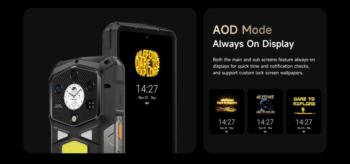 Ulefone Armor 29 Pro 5G AI Rugged Phone 21200mAh 120W 64MP Night Vision 6.67" 120Hz 512GB ROM Mobile MTK Dimensity 7400