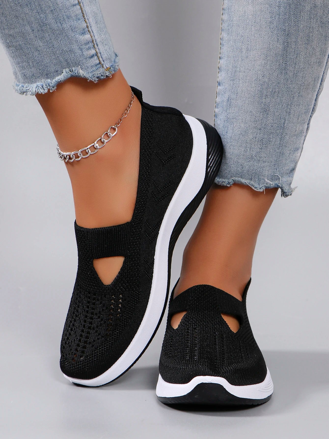 Spring new women's sports shoes, fashionable, breathable, lightweight, non-slip, wear-resistant, casual sports shoes, flat shoes