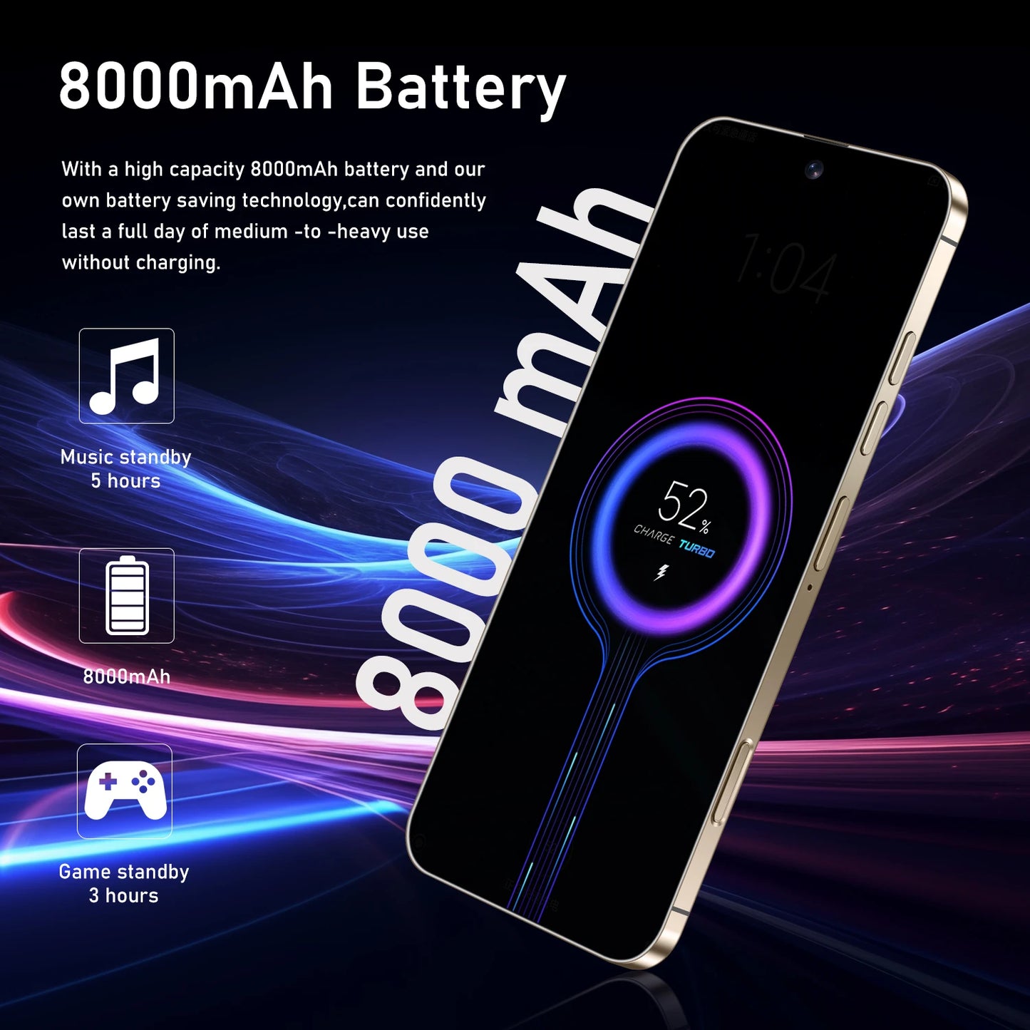 7.3" Display Phone Case Designed for Snapdragon 8 Gen 3 Performance 8000mAh Battery Life