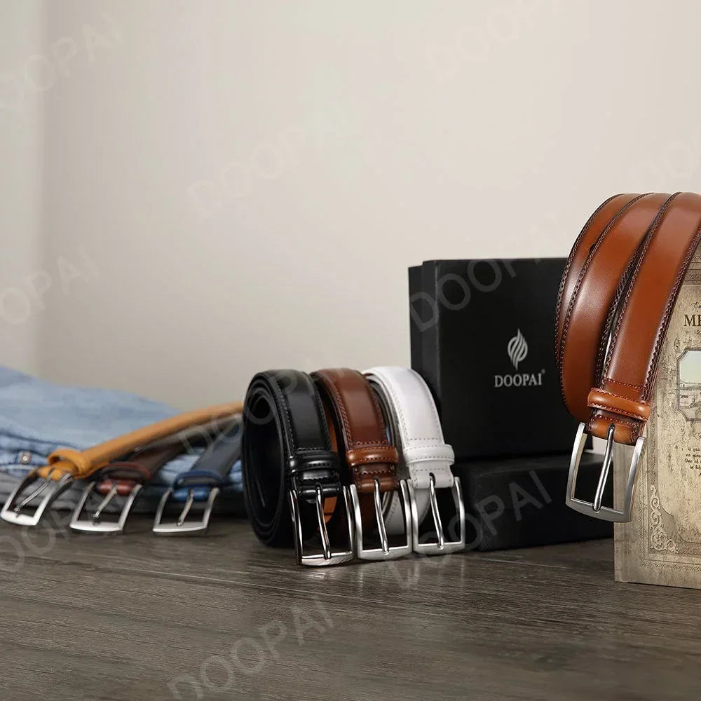 Men's Leather Belt Needle Buckle Belt Trendy New Casual Genuine Leather LONG Large Belts Cowhide Men's Belt Plus Size Men Belts