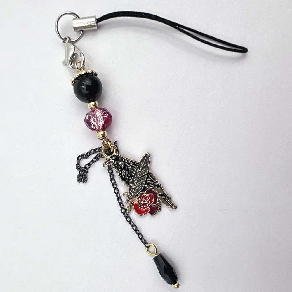 Game Love And Deepspace Sylus Cosplay Phone Chain Crow Rose Pendant Keyring Bag Keychain Accessories Halloween Props Key Chain