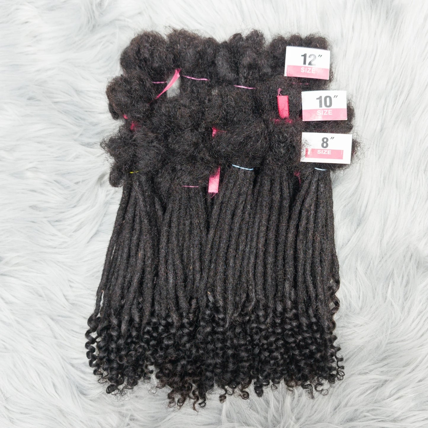 Natural Human Hair Dreadlock Extensions with Curly Ends 8-12 Inch Handmade Curled Tail Locks Extension for Women Men 10 Strands