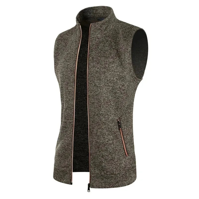 New Mens Zipper Sleeveless Jacket Coats Outdoor Warm Turtleneck Sweatshirts Breathable Solid Color Streetwear Athletic Vest Tops