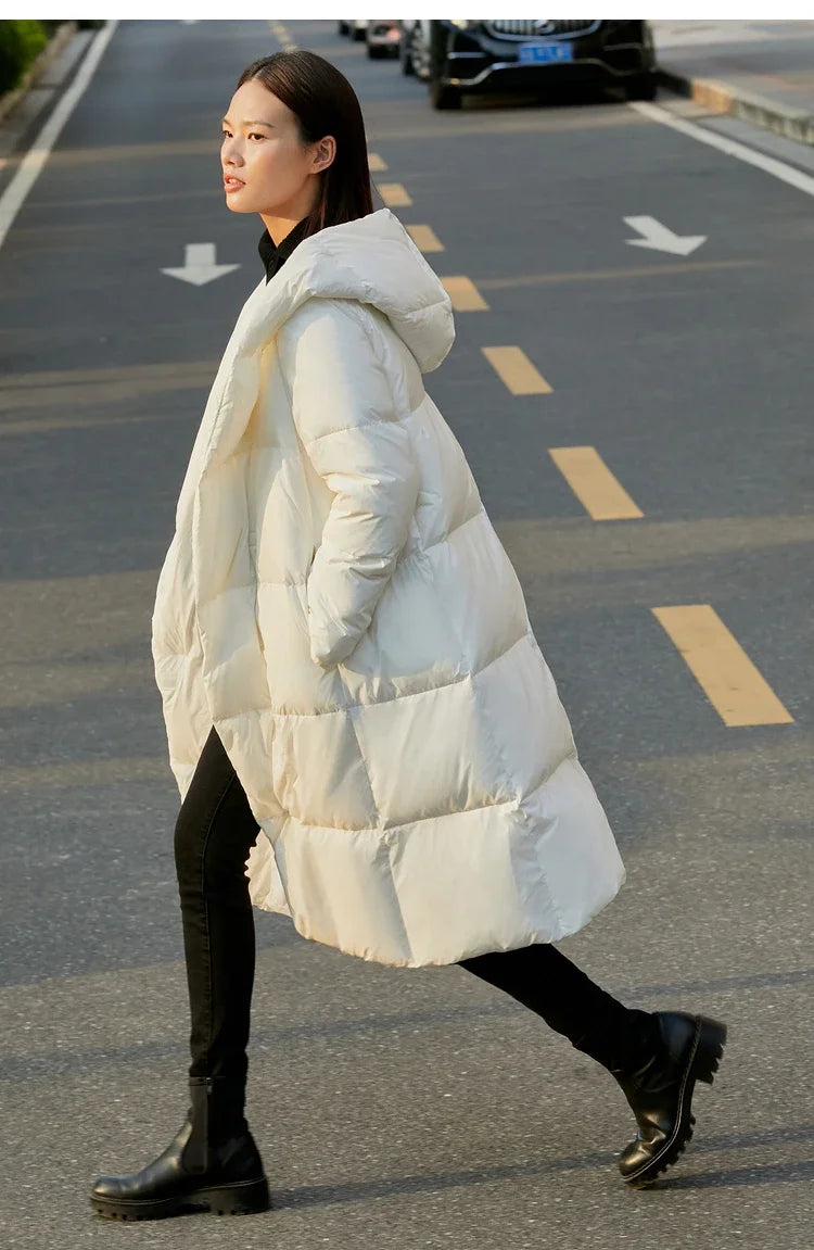 AMII Minimalist 2025 Down Jacket Coat Women Winter Warm Long Bread Puffer Coat Light Thick Quality Fashion Outerwear 12324060