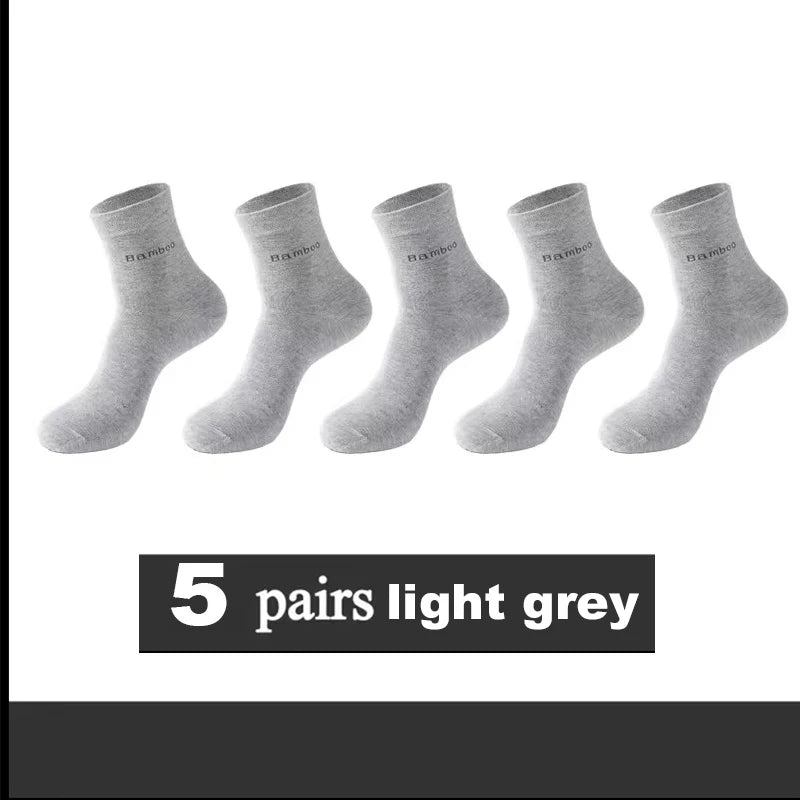 10/5Pairs Men Bamboo Socks Comfortable Breathable Casual Business Men's Crew Socks High Quality Guarantee Sox Male size 38-44