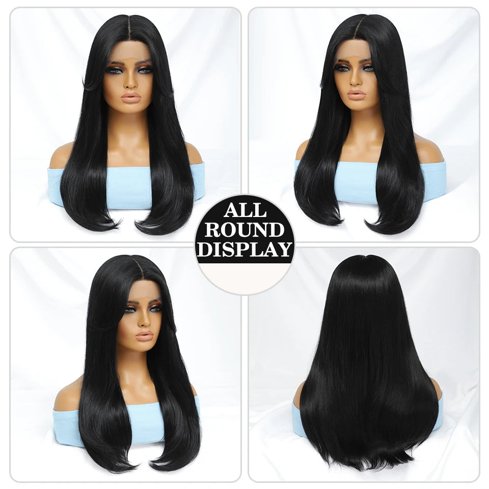 Synthetic Lace Front Wigs Long Straight Blonde Red Wig For Black Women Natural Ombre Brown Cosplay Lace Wig Halloween