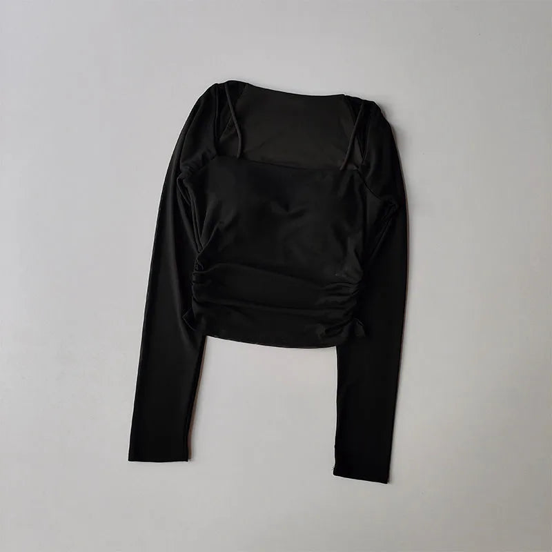 Yoga Clothes Women Sports Tops Fixed Chest Pads Mesh Splicing Slimming Long Sleeves Fashionable Running Training Fitness Clothes