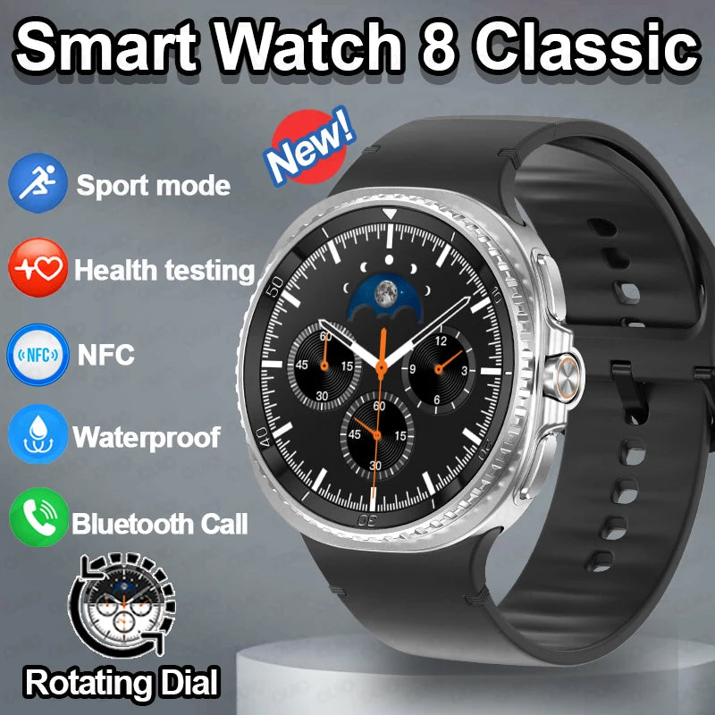 2025 Smart Watch 8 Classic With a 4-Piece Modular Case Structure Rotating Dial More Sports Modes Heart Rate BT Call Smartwatch