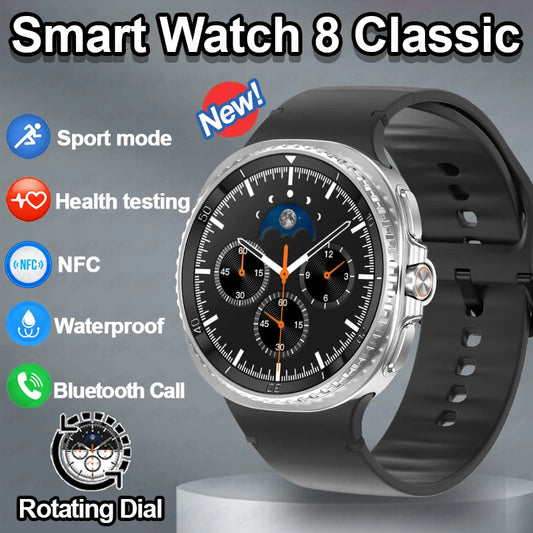 2025 Smart Watch 8 Classic With a 4-Piece Modular Case Structure Rotating Dial More Sports Modes Heart Rate BT Call Smartwatch