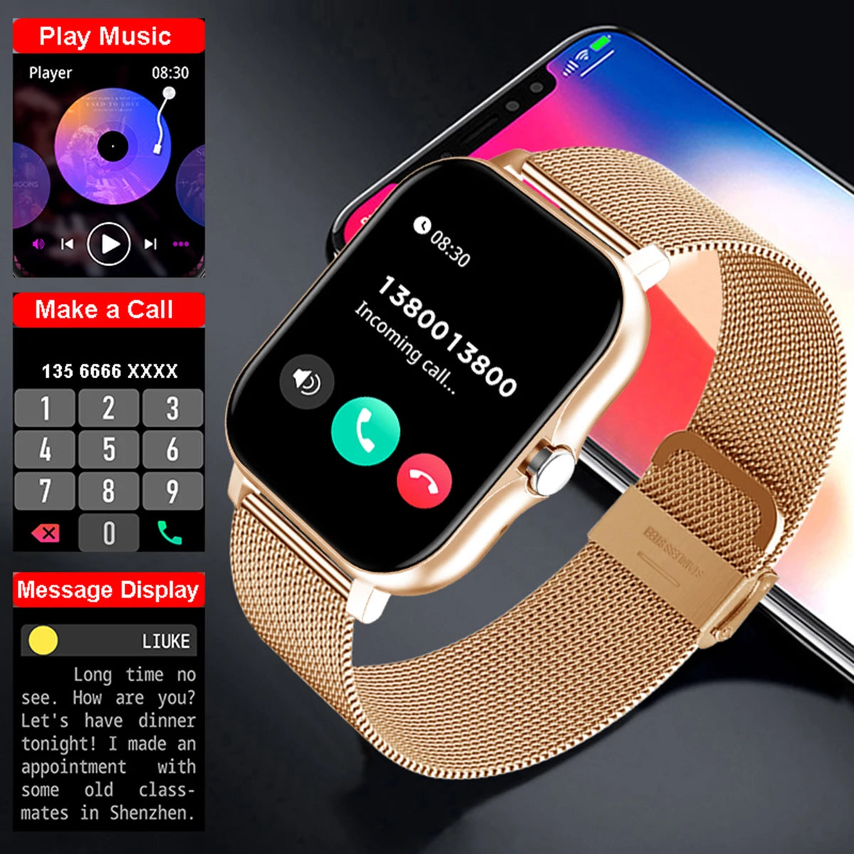 New SmartWatch Men Women 2.02 Amoled BT Call GPS Tracker NFC Sport Waterproof Heart Rate Smart Watch Fitness Tracker