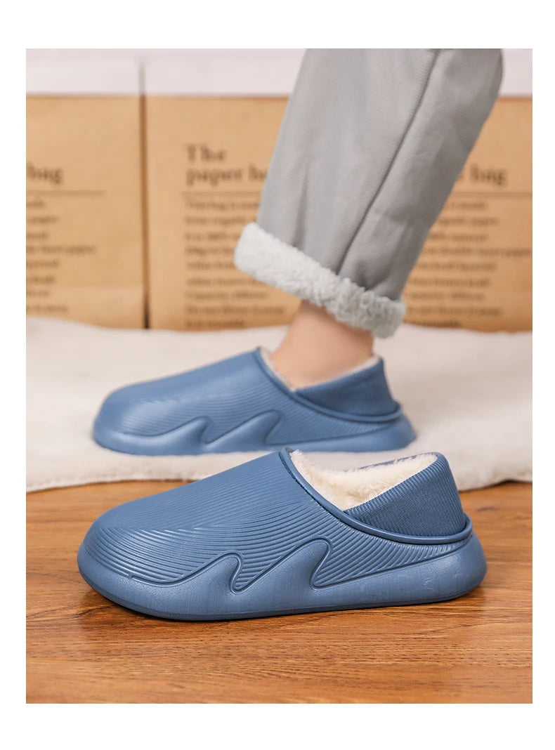 Slippers Men Indoor Fashion Waterproof Slides Home Bedroom Shoes New Style Warm and Fleece Cold Resistant Home Slippers