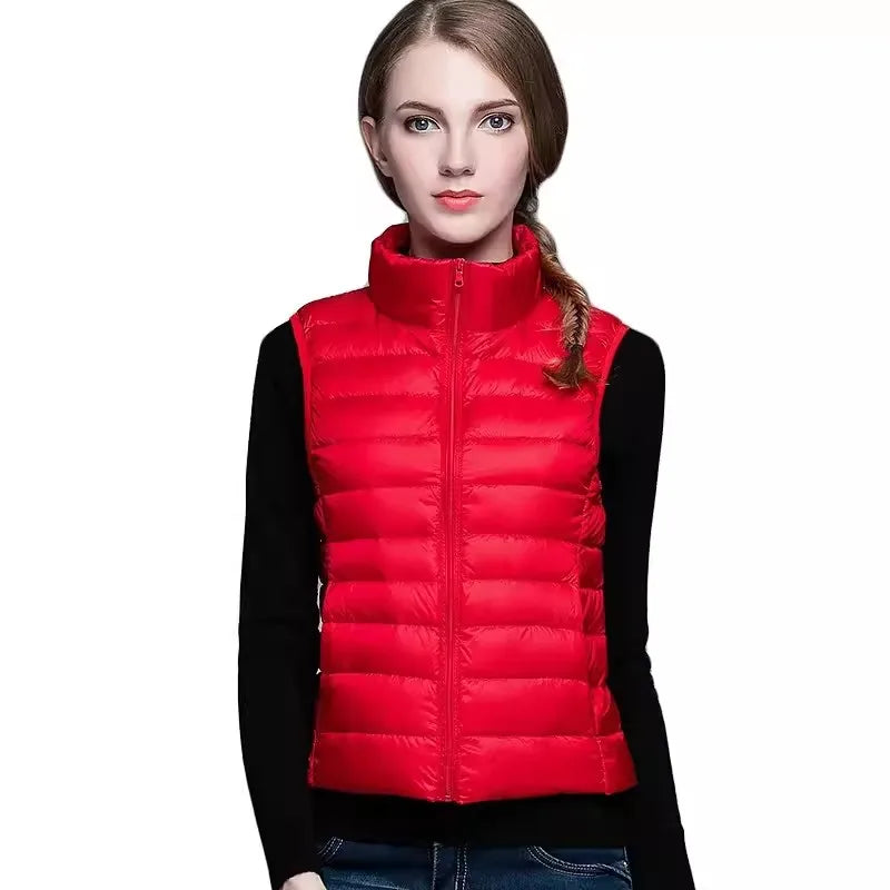 Autumn Ultra Lightweight Portable Tank Top Sleeveless Duck Down Coat Slim Fit Standing Collar Women's Down Vest Women's Coat