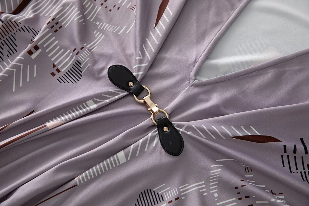 Women's Robes Sexy V Neck Batwing Sleeves Printed Loose Design Elegant Fashion Casul Long Dress Outerwear