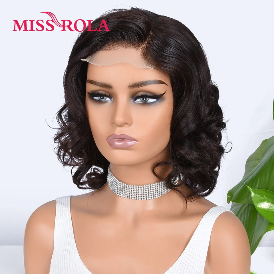 Miss Rola Loose Wave 4X4 Lace Closure Human Hair Wigs 180% Density Pre Plucked Baby Hair Brazilian Remy  Curly Hair Wigs