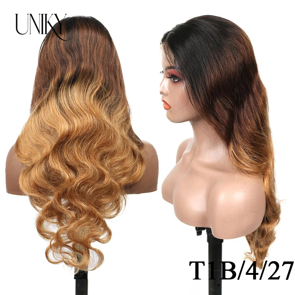 Body Wave 13x4 Lace Front Ombre Wig Human Hair Wig For Women Brazilian Blonde 1b/4/27/30 Lace Frontal Wig On Sale Clearance