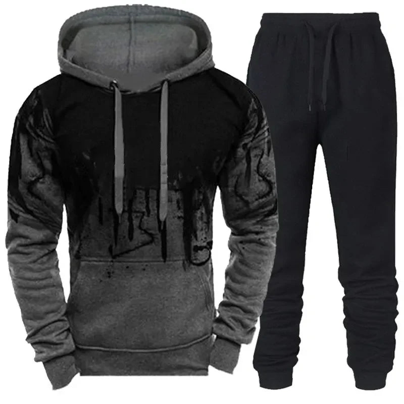 Men's Casual Tracksuits Set Autumn Winter Casual Hoodies+Sweatpants 2PCS Trendy Streetwear Matching Sets Sweatershirts Pants