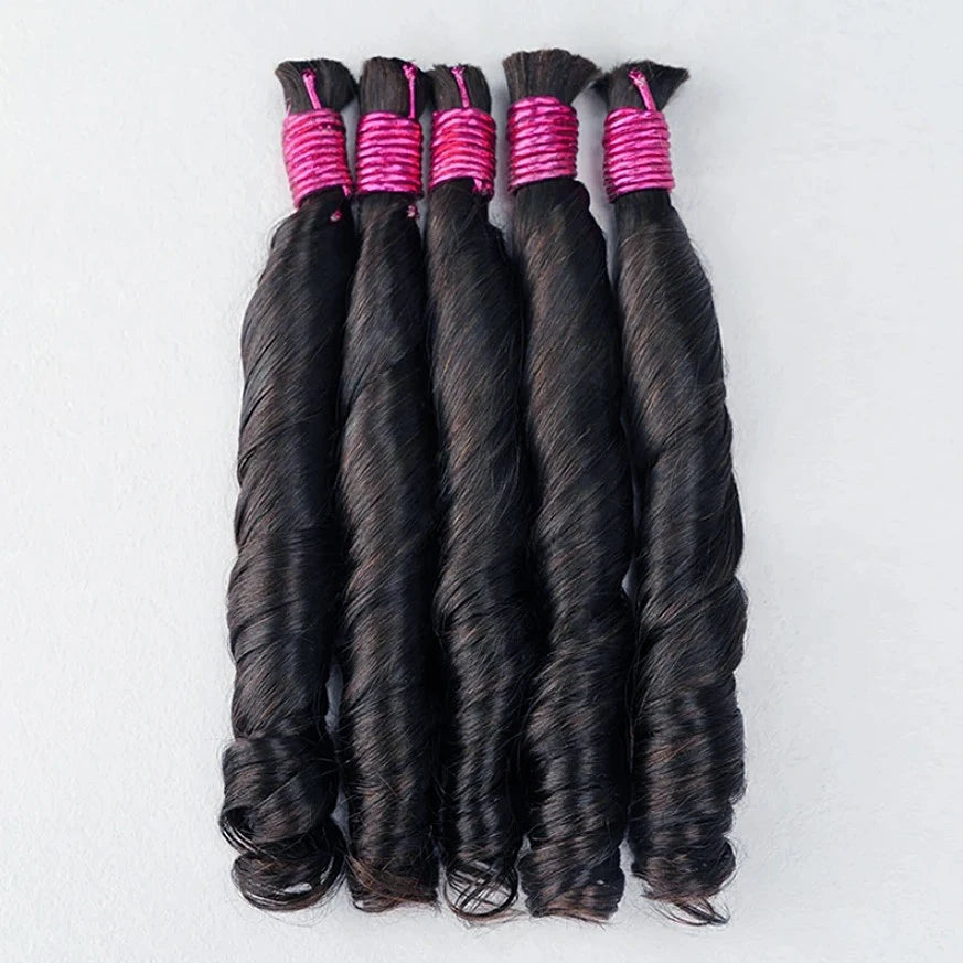 100g Human Hair Bulk for Braiding French Curls Boho Braids Loose Wave Romance Bouncy Curl Hair Bulk Extension 16-26 inch Bobbi