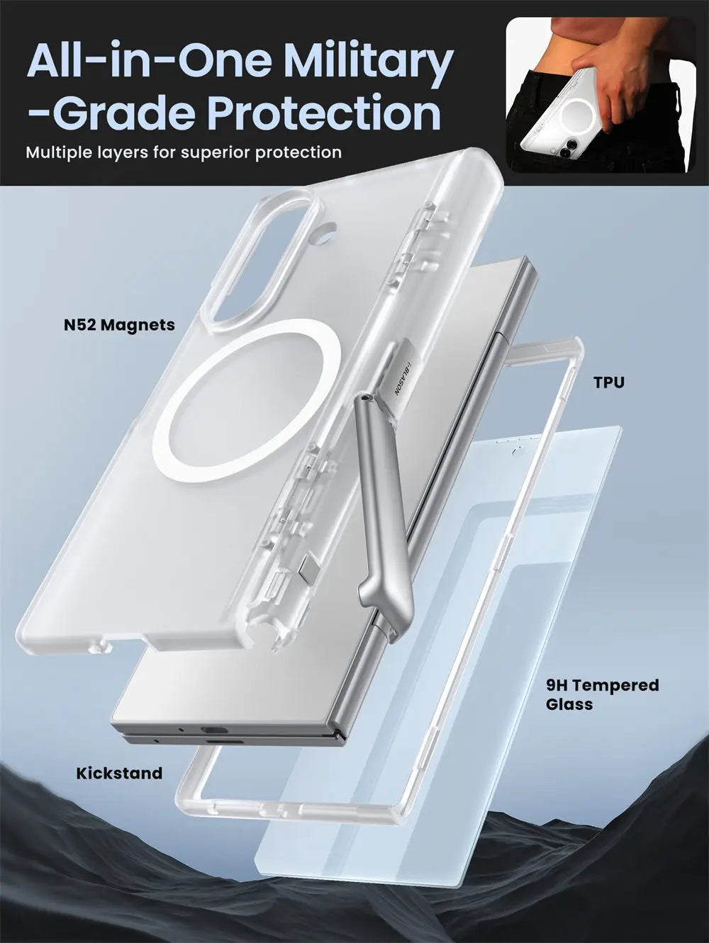 For Samsung Galaxy Z Fold 7 Case I-BLASON Cosmo Full Protective Hinge Protection Magnetic Case with MagSafe Stand & S Pen Holder