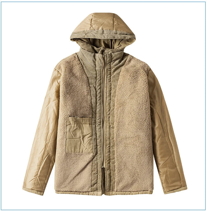 LZLLTT Men Winter Warm Parkas Mens Fleece  Jacket Parkas Men Casual Cotton Outdoor Fur Trench Padded Jackets Coats