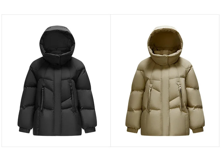 Semir Mid-Length Down Jacket Women Loose Fit Hooded Textured Coat 2025 New Winter Casual Warm Style