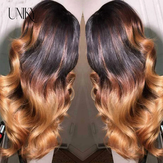 Body Wave 13x4 Lace Front Ombre Wig Human Hair Wig For Women Brazilian Blonde 1b/4/27/30 Lace Frontal Wig On Sale Clearance