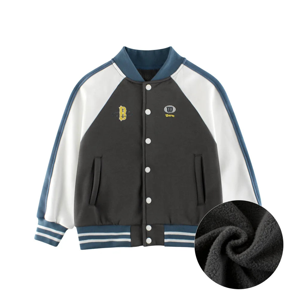 2024 Autumn Winter High Qualify Jacket for Boys Girls Fleece Cotton Zipper Casual Cartoon Baseball Capsule Coat Outerwear