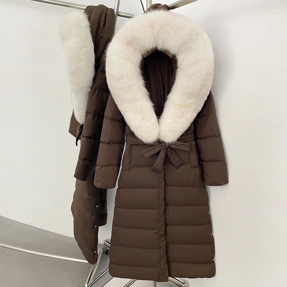 OFTBUY Long Puffer Jacket Women New 2025 Winter Warm White Duck Down Jacket Women's Real Fox Fur Coat Female Natural Fur Parkas