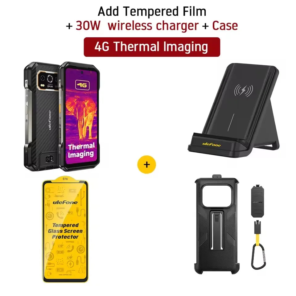 Ulefone Armor 27T Rugged Phone Thermal Imager 12GB+256GB 10600mAh 6.78'' Android 14 Helio G99 Night Vision 4G NFC Smartphone
