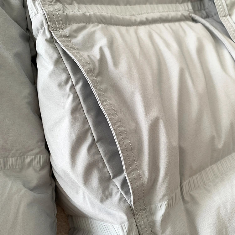 2023 New Autumn Winter Women Fashion Hooded 90% White Duck Down Coat Lady Slim Thick Warm Zipper Drawstring Lace-up Snow Jacket