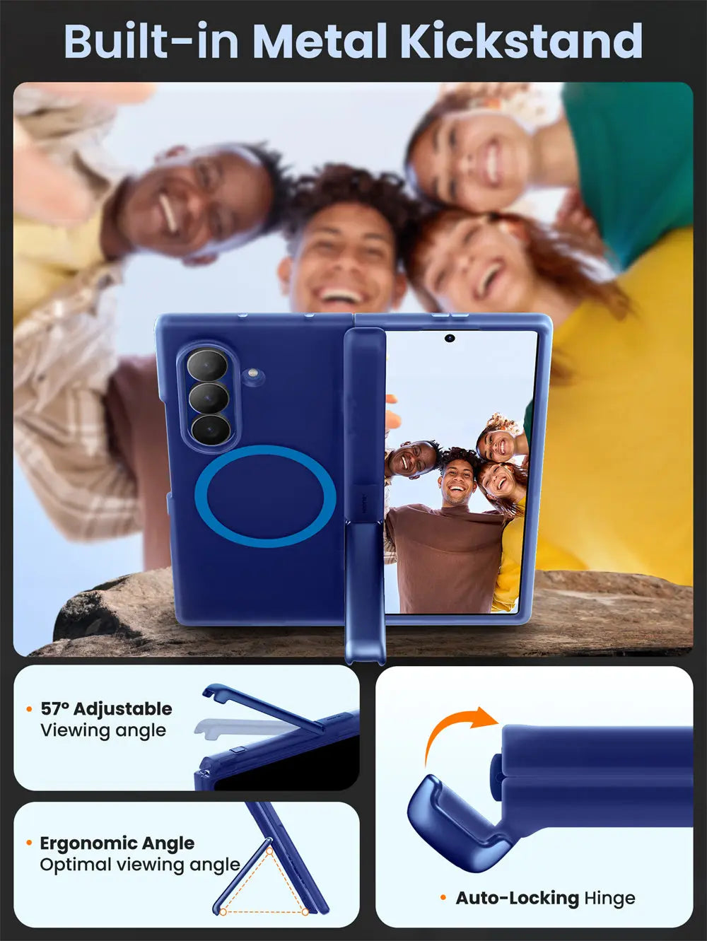 For Samsung Galaxy Z Fold 7 Case I-BLASON Cosmo Full Protective Hinge Protection Magnetic Case with MagSafe Stand & S Pen Holder