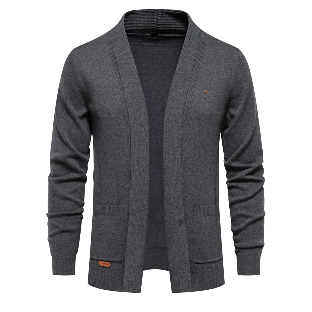 2023 New Winter Cotton Cardigan for Men Quality Mens Sweater Fashion Turn Down Collar Knitted Sweaters for Men