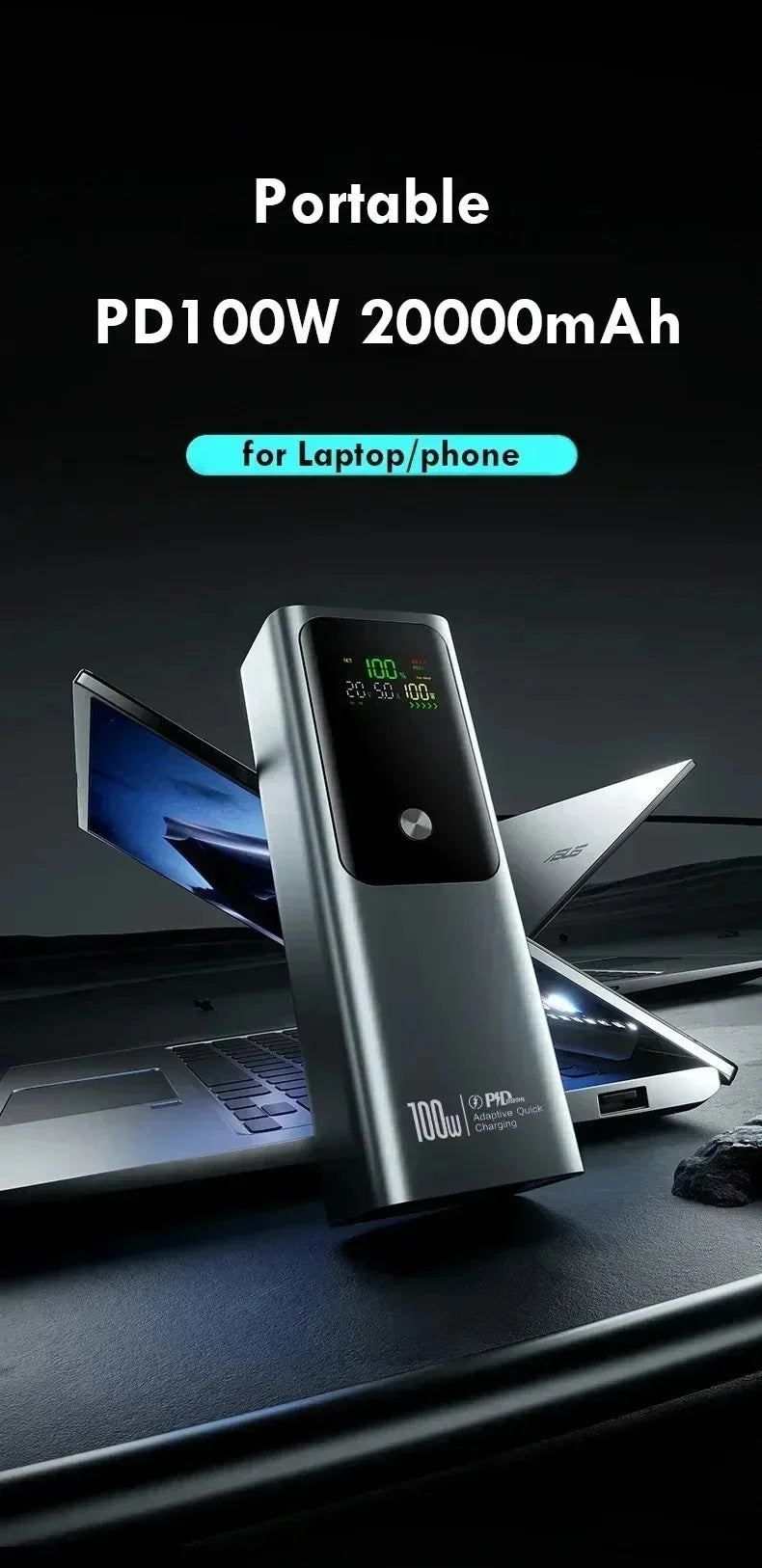 80000mAh Large Capacity External Power 100W Super Fast Charging Mobile Power Can be Charged Laptop Safe Portable Power Bank