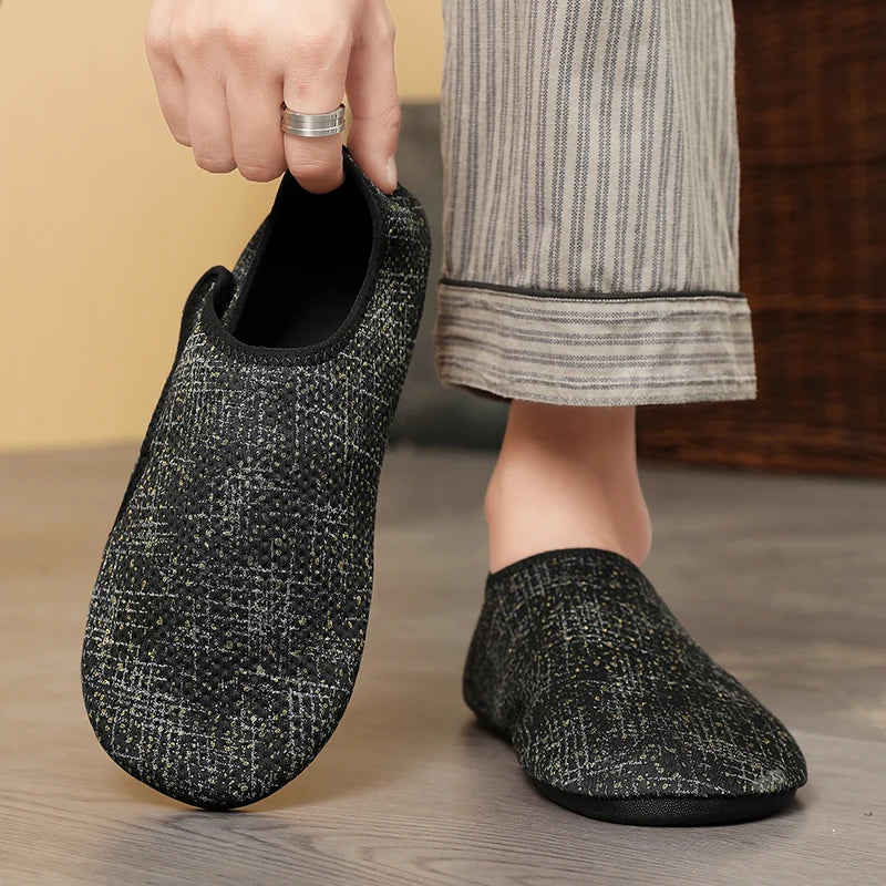 2025 Couple Non-Slips Slippers With Heels Casual Indoor Flats Slides Bedroom Shoes Male Soft Sole Home Shoes For Women and Men