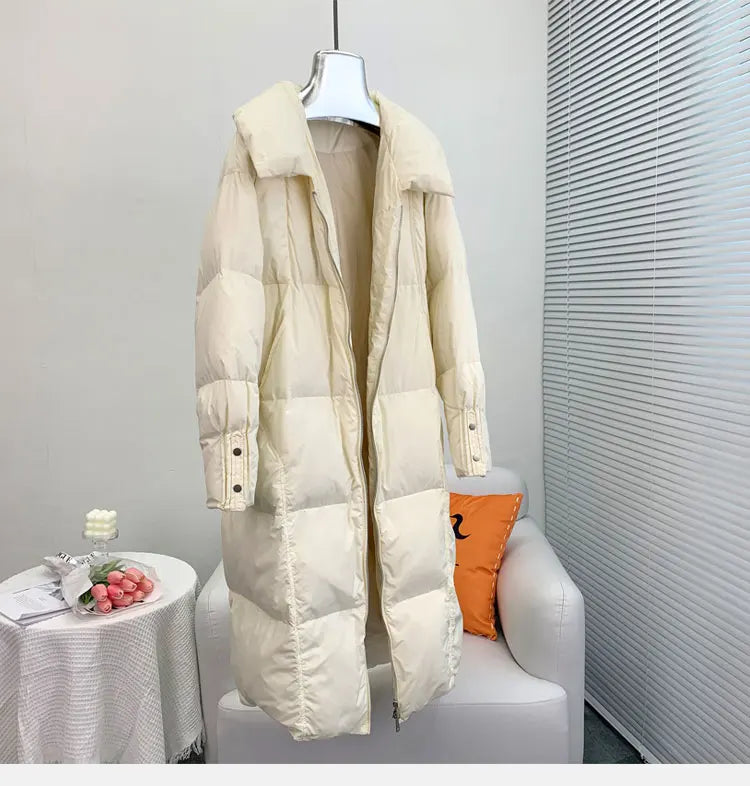 2025 New Winter Women Warm Coat 90% Goose Down Jacket Long Real Fox Fur Collar Thick Luxury Outerwear Female Coat Streetwear