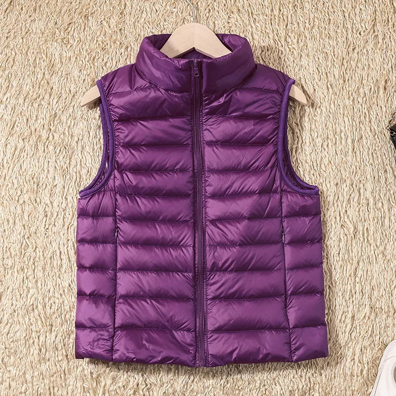 New Women Sleeveless Women's Ultra Light Down Vests Slim Jacket Girl Gilet Plus Lightweight Windproof Warm Waistcoat Portable