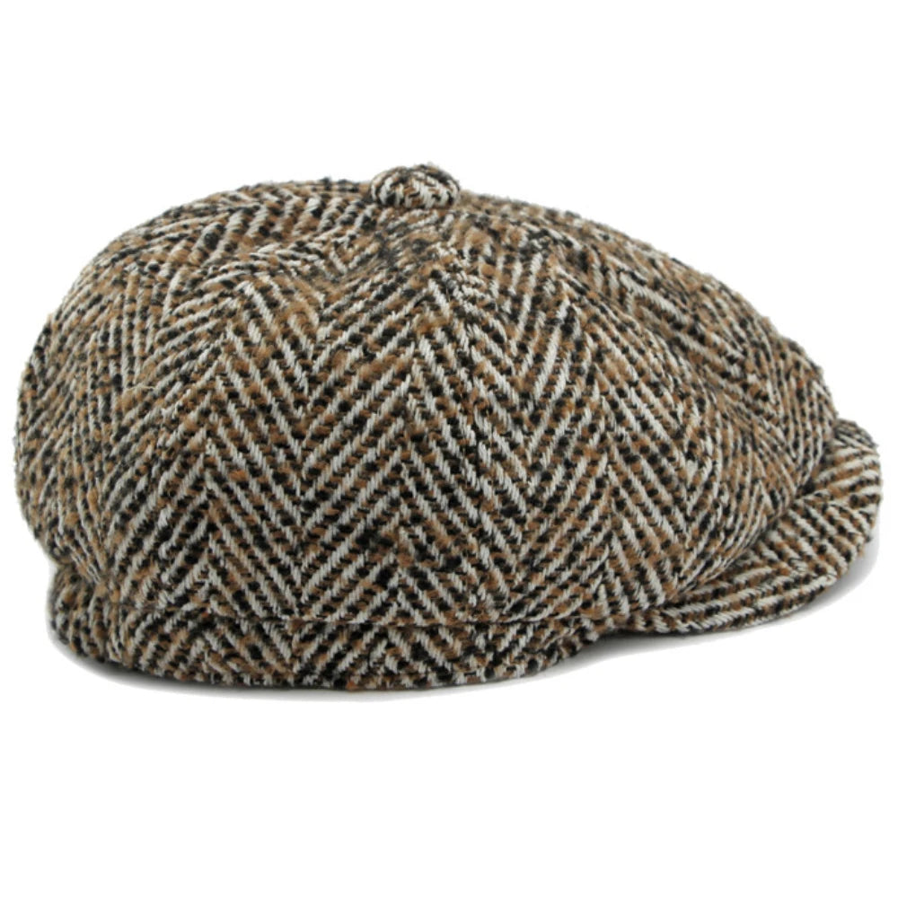 HT4409 Beret Cap Autumn Winter Cap Hat Men Women Striped Artist Painter Wool Beret Hat Male Female Ivy Octagonal Flat Cap Berets