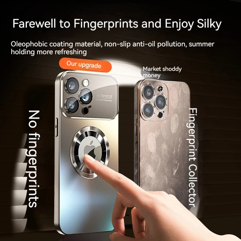 Fashionable Large Window Magnetic Phone Case,For iPhone 16 15 14 13 Pro Max, With Lens Protector,Magsafe Wireless Charging Case
