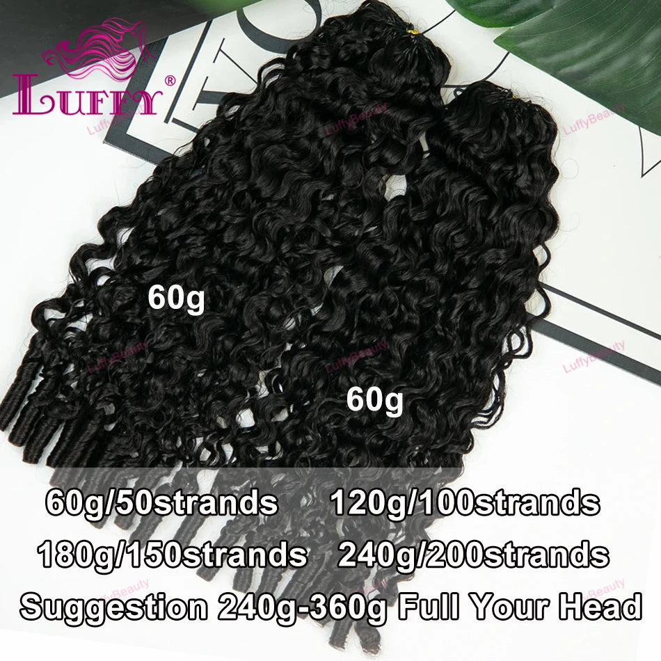 Curly Crochet Human Hair Knotless Pre-Separated Crochet Hair Water Curly With String Pre-Looped Feather Hair Extensions