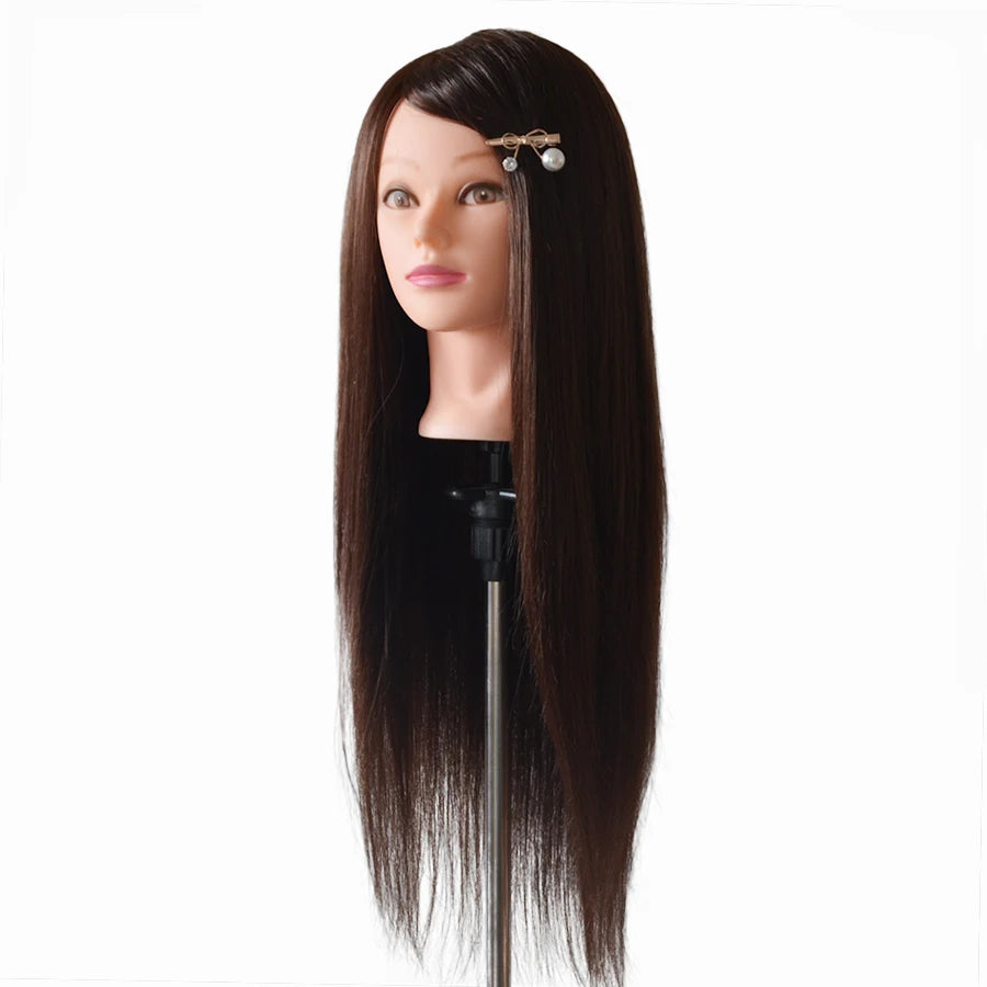 85% Human Hair Mannequin Head Doll Head with Hair Cosmetology Manikin Head Dummy Head for Hot Curl Iron Braiding Hairstyle