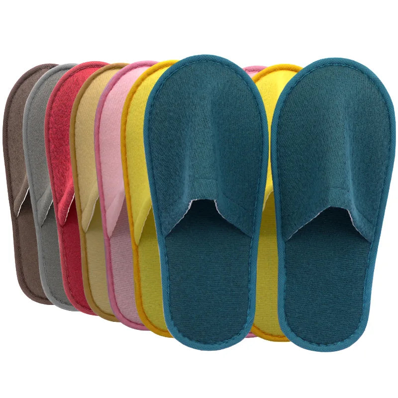 1 Pair Hotel Slippers Men Womens Top Quality Velvet Travel Disposable Cotton Home Hospitality Shoes Cheap SPA Guest Slides