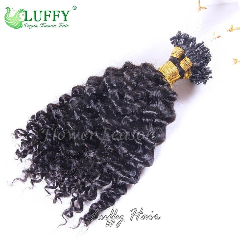 Micro Loop Human Hair Extensions Jerry Curly Microlink Hair Extensions for Black Women Burmese Hair Micro Ring Loop Extensions