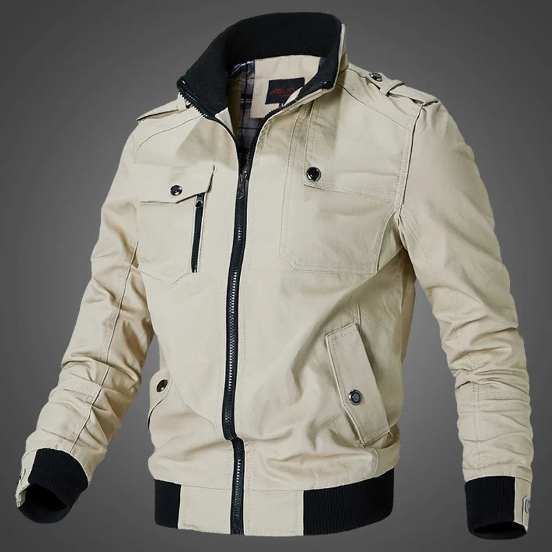 Spring and Autumn New Men's Plus Size Workwear Jacket Korean Version Trendy Slim Fit Military Top Casual Windproof Warm Jacket