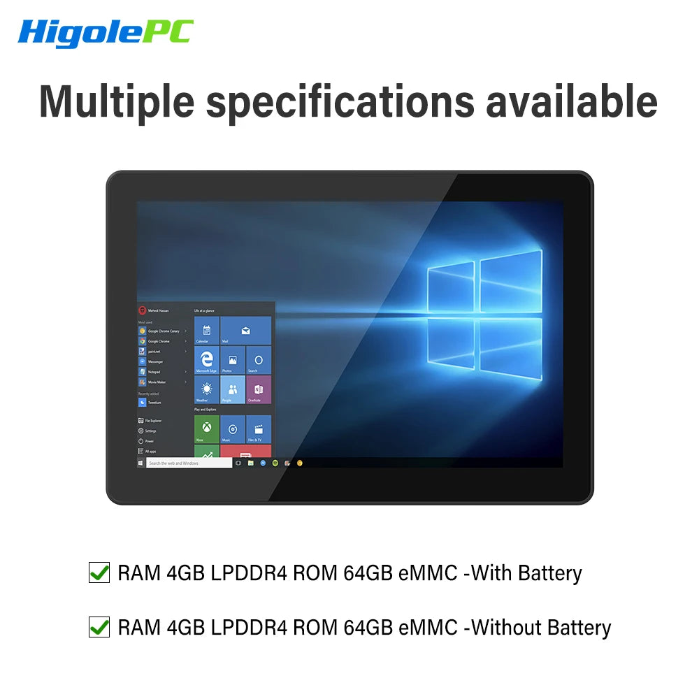 Higole F3APL 8'' Fanless Mini PC with Screen Intel N4200 Windows 10 WiFi5 4GB 64GB 2340mAh 4K Laptop Desktop PC Mini Computer