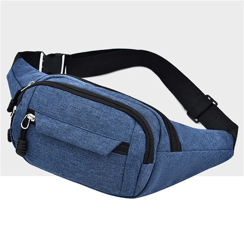Waist Packs Waterproof Outdoor Sports Bag Unisex Canvas Pouch Fanny Pouch Solid Color Women Men Zipper Crossbody Male Bag