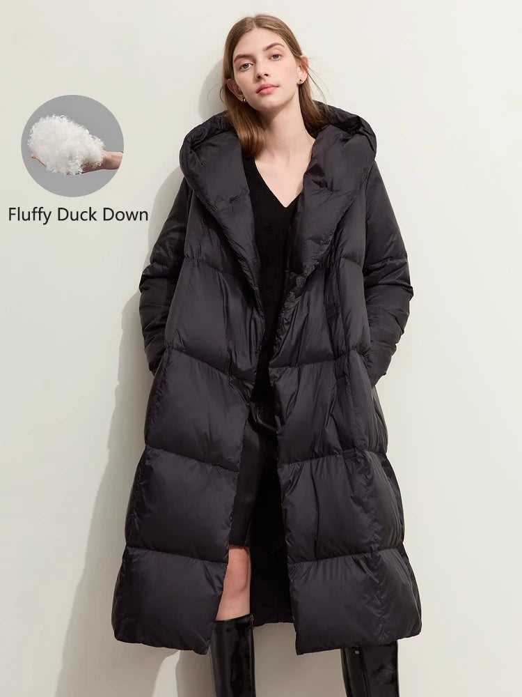 AMII Minimalist 2025 Down Jacket Coat Women Winter Warm Long Bread Puffer Coat Light Thick Quality Fashion Outerwear 12324060