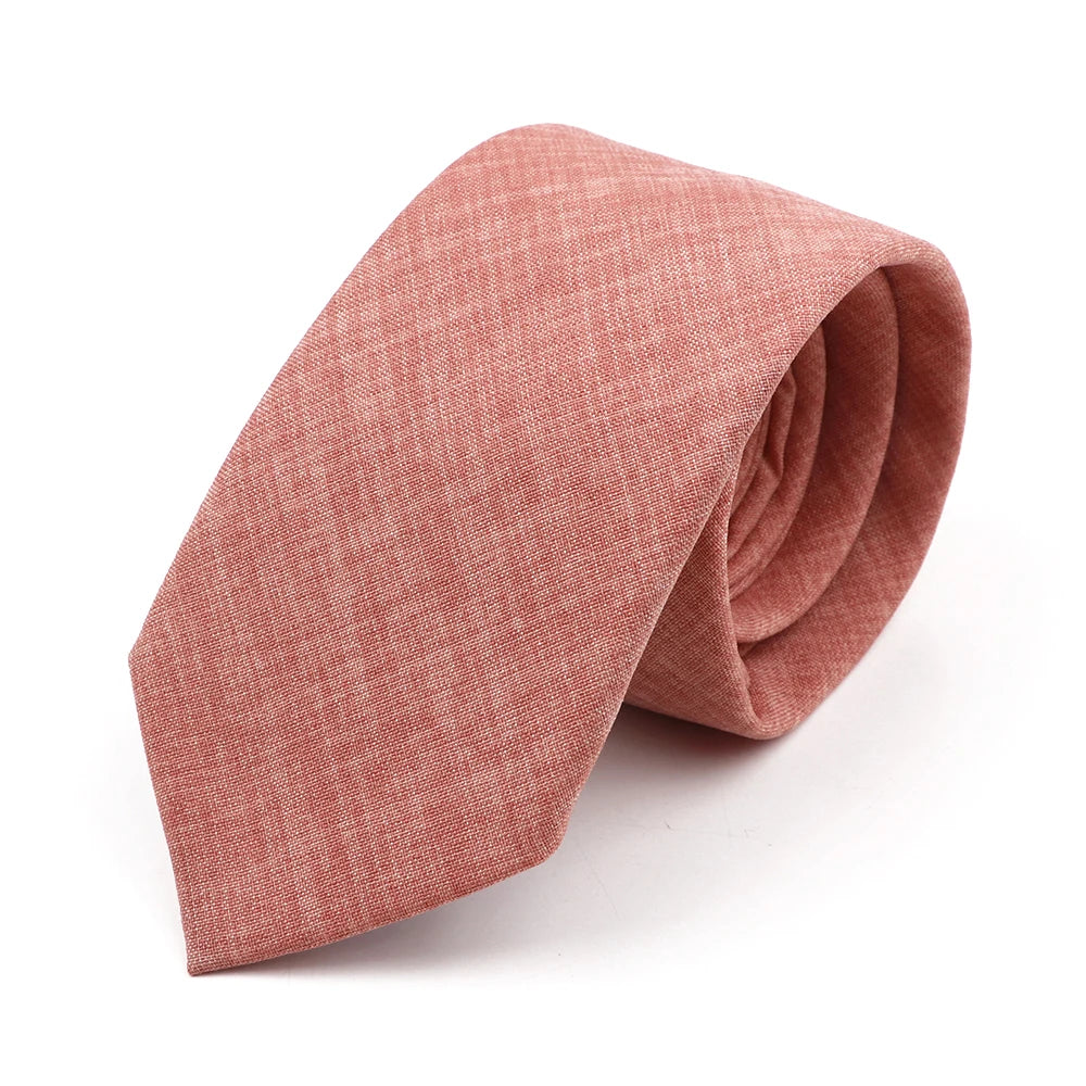 Novelty New Solid Color Ties For Men 100%Cotton Handmade High Quality Necktie Pink Green Orange 6.5cm Skinny Slim Ties Accessory