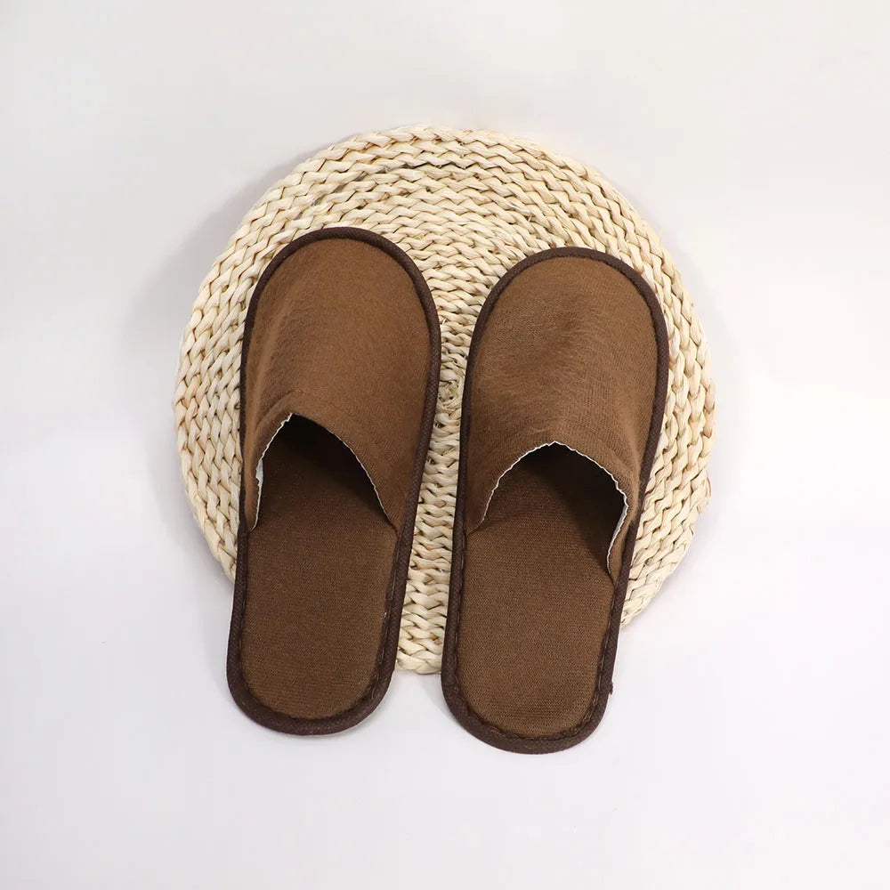 1 Pair Hotel Slippers Men Womens Top Quality Velvet Travel Disposable Cotton Home Hospitality Shoes Cheap SPA Guest Slides